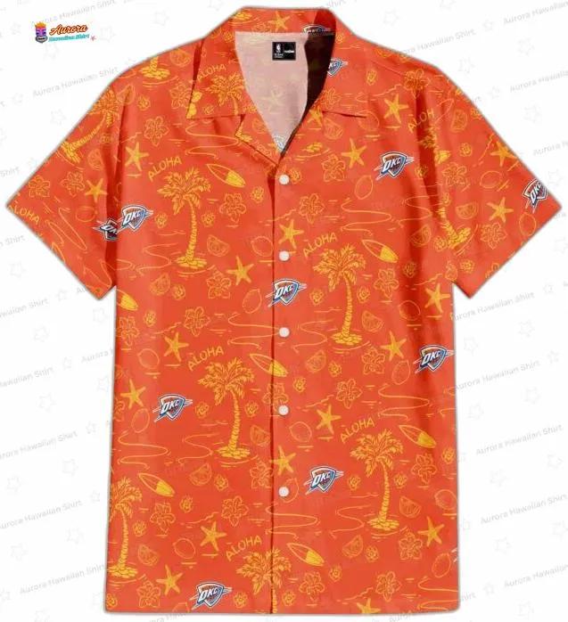 Sunset Orange Aloha Oklahoma City Thunder Hawaiian Shirt – Coastal Fan Style Sunset Orange Aloha Oklahoma City Thunder Hawaiian Shirt – Coastal Fan Style