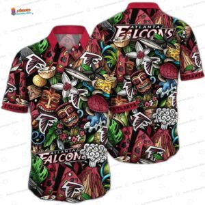 Tiki Island Paradise Atlanta Falcons Hawaiian Shirt, Tropical Fan Aloha Button-Up