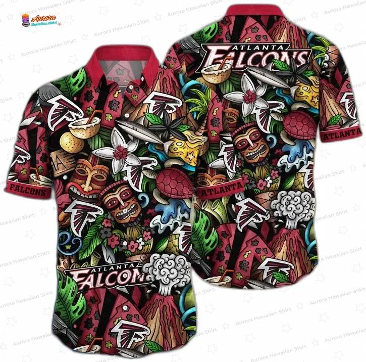 Tiki Island Paradise Atlanta Falcons Hawaiian Shirt, Tropical Fan Aloha Button-Up Tiki Island Paradise Atlanta Falcons Hawaiian Shirt, Tropical Fan Aloha Button-Up