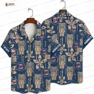 Tiki Tropic Minnesota Twins Hawaiian Shirt, Navy Resort Fan Style