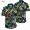 Green Navy Tropical Fusion Seattle Seahawks Hawaiian Shirt, Vintage Floral Aloha Button-Up Green Navy Tropical Fusion Seattle Seahawks Hawaiian Shirt, Vintage Floral Aloha Button-Up