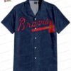 Truist Park Atlanta Braves Game Day Vibes Hawaiian Shirt, Navy Fan Aloha Button-Up