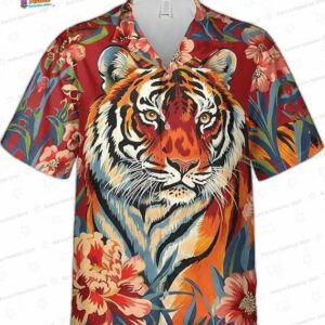 Tropical Tiger Hawaiian Shirt for Men - Short Sleeve Button-Up for Tiger Lovers 2