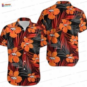 Tropical Blaze Denver Broncos Hawaiian Shirt, Tropical Floral Fan Style