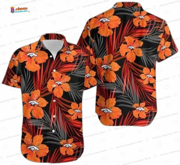Tropical Blaze Denver Broncos Hawaiian Shirt, Tropical Floral Fan Style Tropical Blaze Denver Broncos Hawaiian Shirt, Tropical Floral Fan Style