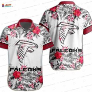White Hibiscus Atlanta Falcons Hawaiian Shirt, Tropical Bloom Game Day