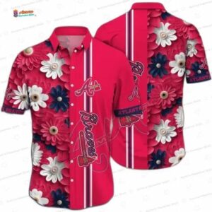 Tropical Blossom Atlanta Braves Hawaiian Shirt, Floral Aloha Fan Style