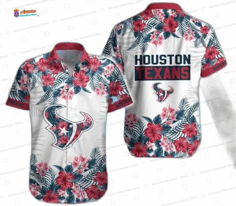 Floral Hibiscus Houston Texans Hawaiian Shirt Tropical Aloha Vibes Floral Hibiscus Houston Texans Hawaiian Shirt Tropical Aloha Vibes