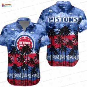 Tropical Breeze Ocean Sunset Detroit Pistons Hawaiian Shirt