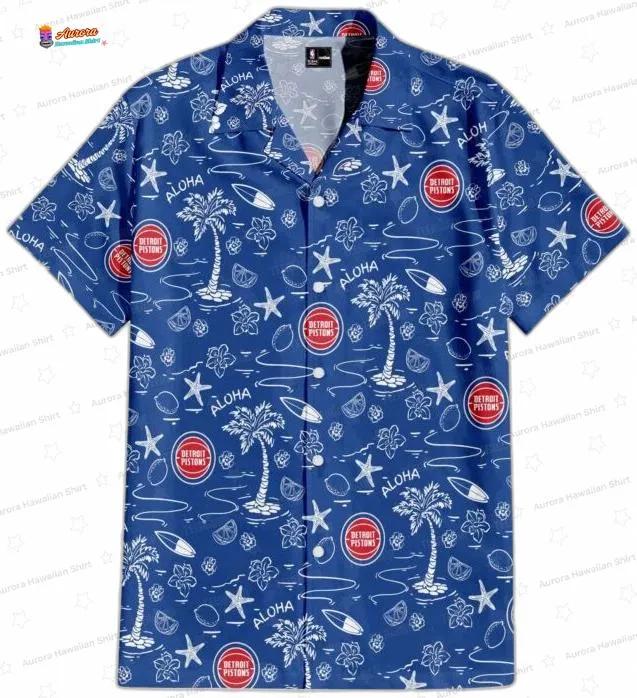 Blue Aloha Surf Doodle Detroit Pistons Hawaiian Shirts Blue Aloha Surf Doodle Detroit Pistons Hawaiian Shirts