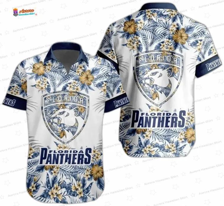Blue Gold Tropical Floral Game Day Florida Panthers Hawaiian Shirts Blue Gold Tropical Floral Game Day Florida Panthers Hawaiian Shirts