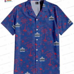 Royal Blue Red Surf Doodle LA Clippers Hawaiian Shirts