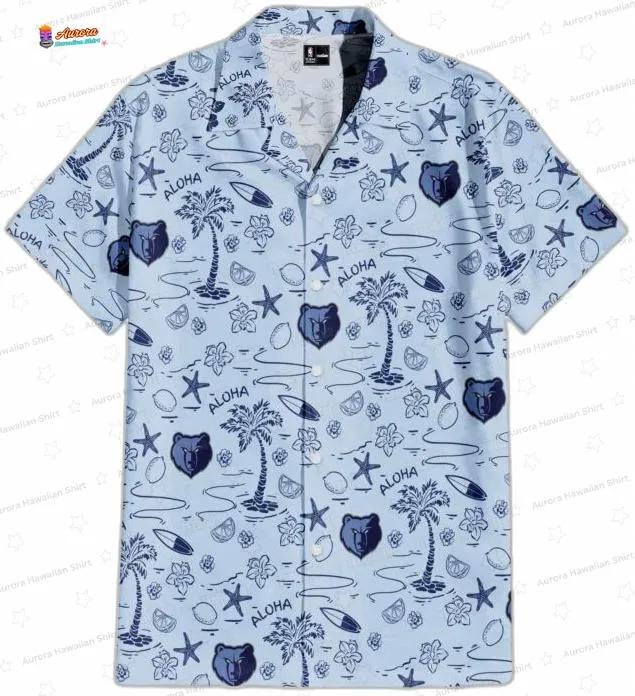 Ice Blue Aloha Surf Memphis Grizzlies Hawaiian Shirts Ice Blue Aloha Surf Memphis Grizzlies Hawaiian Shirts