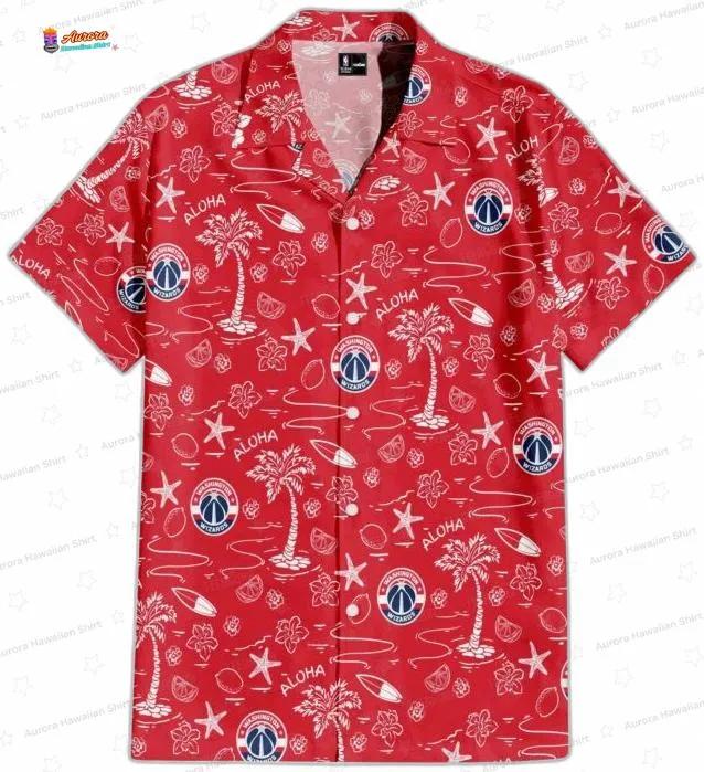 Crimson Aloha Palm Washington Wizards Hawaiian Shirt – Summer Fan Style Crimson Aloha Palm Washington Wizards Hawaiian Shirt – Summer Fan Style