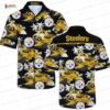 Tropical Sunset Palm Tree Pittsburgh Steelers Hawaiian Shirt, Black Yellow Game Day Button Down Tropical Sunset Palm Tree Pittsburgh Steelers Hawaiian Shirt, Black Yellow Game Day Button Down