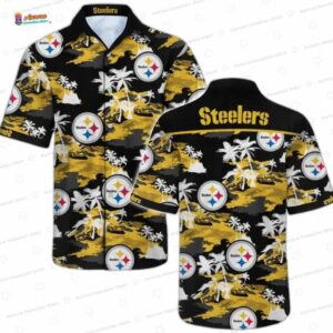 Black Yellow Tropical Camo Pittsburgh Steelers Hawaiian Shirt