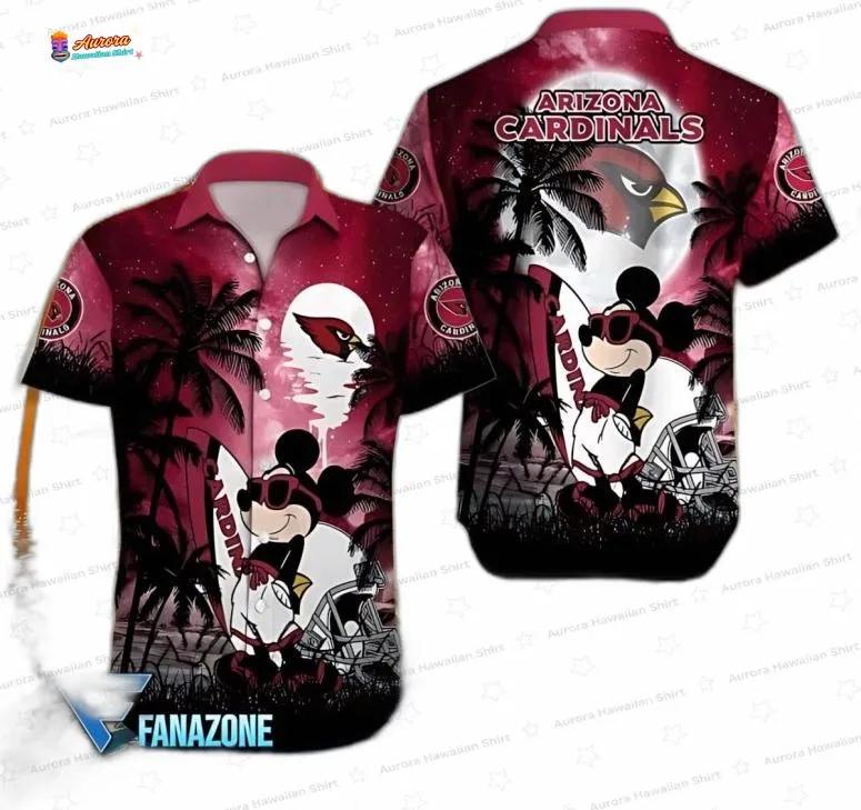 Tropical Cartoon Arizona Cardinals Hawaiian Shirt, Vintage Sunset Fan Style Tropical Cartoon Arizona Cardinals Hawaiian Shirt, Vintage Sunset Fan Style