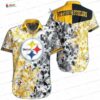 Tropical Sunset Palm Tree Pittsburgh Steelers Hawaiian Shirt, Black Yellow Game Day Button Down Tropical Sunset Palm Tree Pittsburgh Steelers Hawaiian Shirt, Black Yellow Game Day Button Down