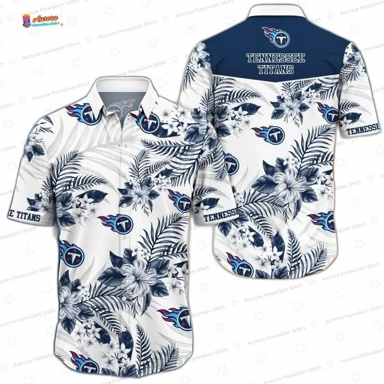 Navy Floral Tennessee Titans Tropical Hawaiian Shirt Navy Floral Tennessee Titans Tropical Hawaiian Shirt