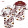 Burgundy Floral Washington Commanders Hawaiian Shirt, Tropical Game Day