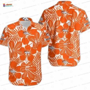 Tropical Escape Denver Broncos Hawaiian Vibes Hawaiian Shirt, Orange Floral Aloha Button-Up