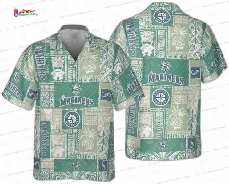 Seafoam Tropical Escape Seattle Mariners Hawaiian Shirt, Island Vibes Aloha Button-Up Seafoam Tropical Escape Seattle Mariners Hawaiian Shirt, Island Vibes Aloha Button-Up