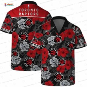 Black Red Hibiscus Floral Toronto Raptors Hawaiian Shirts