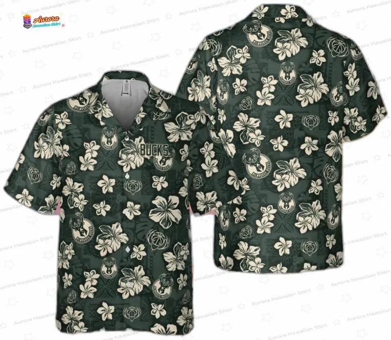 Vintage Tropical Flower Milwaukee Bucks Hawaiian Shirt Vintage Tropical Flower Milwaukee Bucks Hawaiian Shirt
