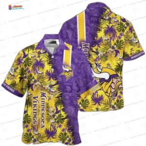 Tropical Fusion Minnesota Vikings Hawaiian Shirt, Purple Gold Nature Game Day