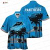 Blue Daisy Stripe Carolina Panthers Hawaiian Shirt, Floral Fan Aloha Button-Up