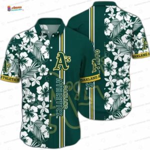 Tropical Hibiscus Oakland Athletics Hawaiian Shirt, Green Island Style