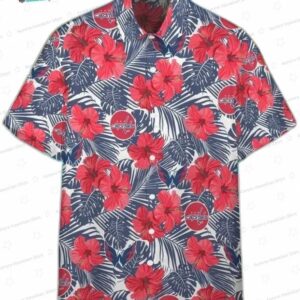 Red Navy Hibiscus Game Day Washington Capitals Hawaiian Shirts