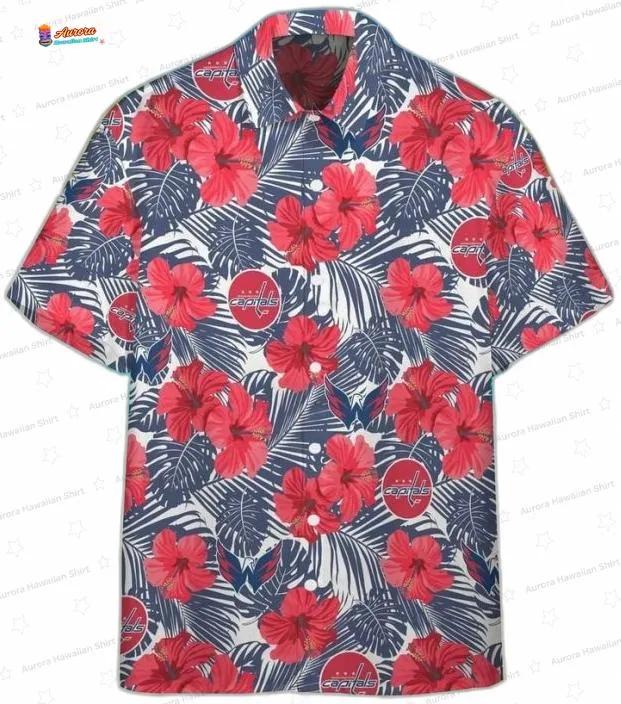 Red Navy Hibiscus Game Day Washington Capitals Hawaiian Shirts Red Navy Hibiscus Game Day Washington Capitals Hawaiian Shirts