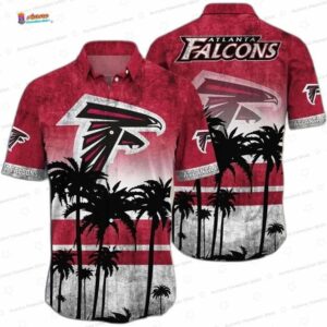 Tropical Horizon Atlanta Falcons Hawaiian Shirt, Red Palm Fan Edition