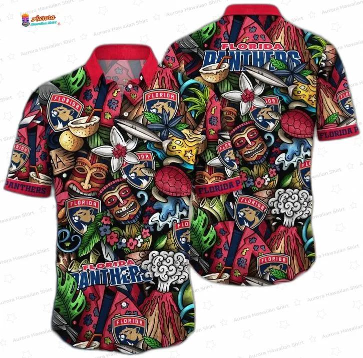 Tiki Florida Panthers Hawaiian Shirt – Tropical Ocean Design Tiki Florida Panthers Hawaiian Shirt – Tropical Ocean Design