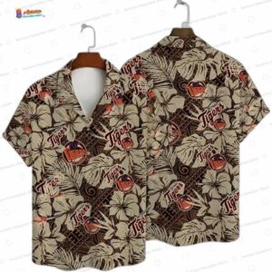 Tropical Jungle Detroit Tigers Hawaiian Shirt, Vintage Palm Fan Style