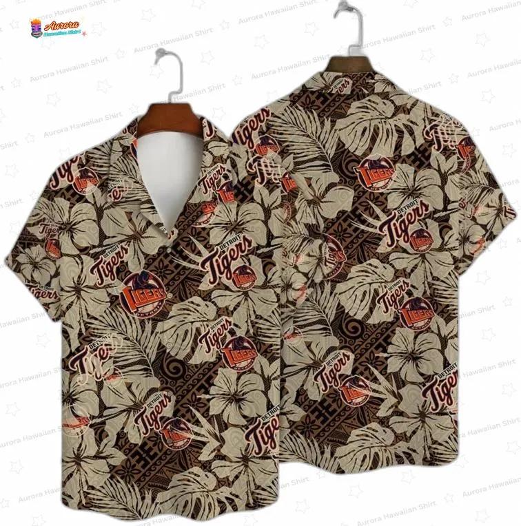 Tropical Jungle Detroit Tigers Hawaiian Shirt, Vintage Palm Fan Style Tropical Jungle Detroit Tigers Hawaiian Shirt, Vintage Palm Fan Style