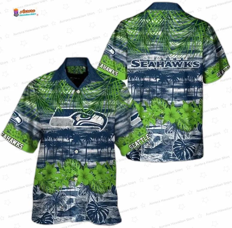 Tropical Lagoon Seattle Seahawks Hawaiian Shirt, Green Palm Game Day Tropical Lagoon Seattle Seahawks Hawaiian Shirt, Green Palm Game Day