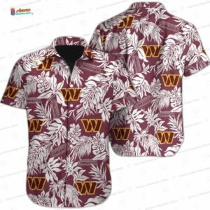 Tropical Leaves Washington Commanders Hawaiian Shirt, Island Paradise Button-Up