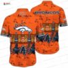 Tropical Escape Denver Broncos Hawaiian Vibes Hawaiian Shirt, Orange Floral Aloha Button-Up