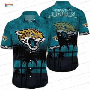 Jaguar Palm Silhouette Jacksonville Jaguars Hawaiian Shirt