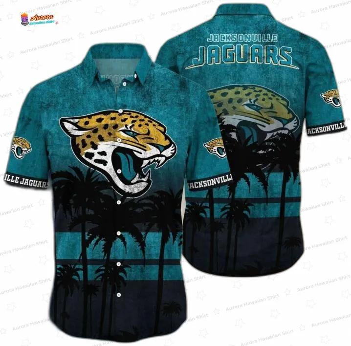 Jaguar Palm Silhouette Jacksonville Jaguars Hawaiian Shirt Jaguar Palm Silhouette Jacksonville Jaguars Hawaiian Shirt