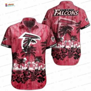 Crimson Palm Street Atlanta Falcons Hawaiian Shirt, Tropical Fan Aloha Button-Up