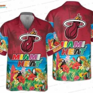 Crimson Toucan Paradise Miami Heat Hawaiian Shirt – Coastal Fan Style