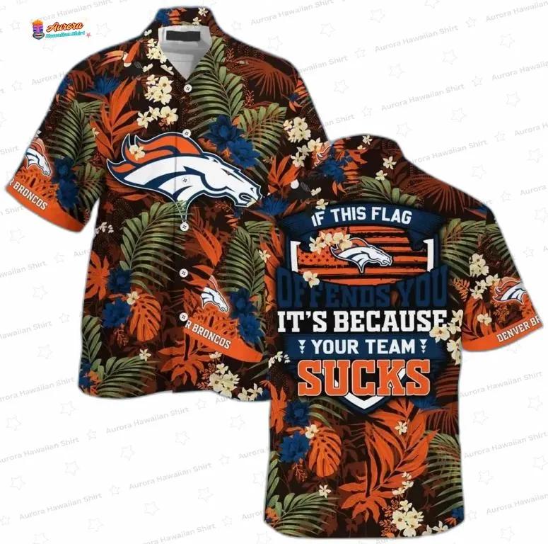 Tropical Rivalry Denver Broncos Hawaiian Shirt, Palm Leaf Quote Style Tropical Rivalry Denver Broncos Hawaiian Shirt, Palm Leaf Quote Style