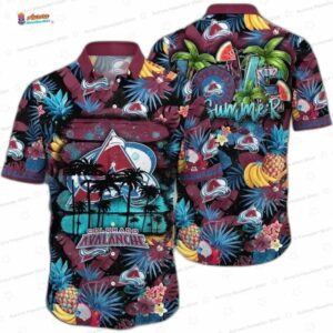 Tropical Fruit Palm Game Day Colorado Avalanche Hawaiian Shirts