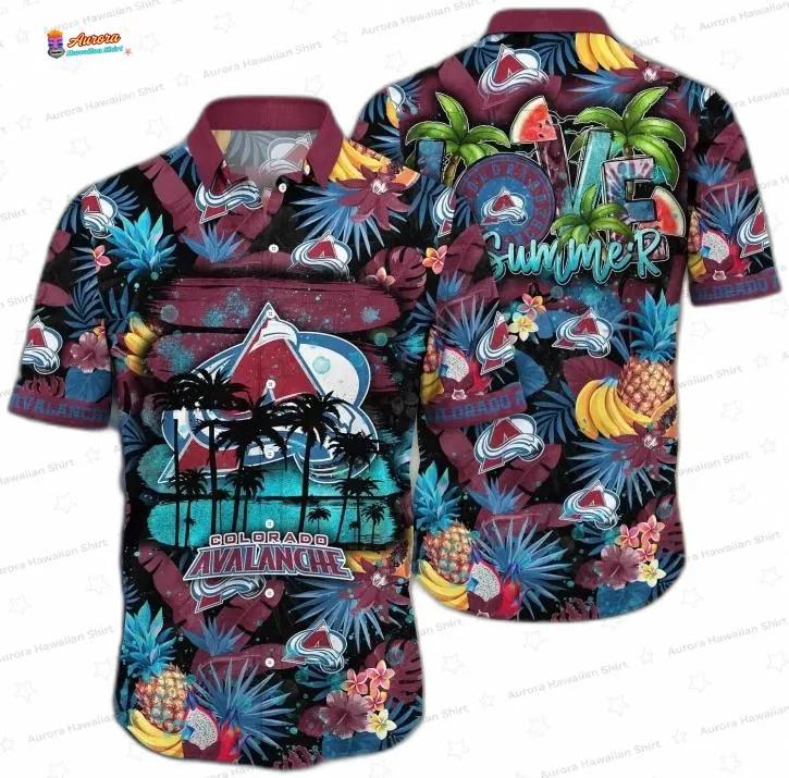 Tropical Fruit Palm Game Day Colorado Avalanche Hawaiian Shirts