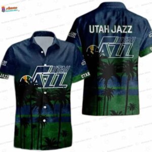 Midnight Green Palm Horizon Utah Jazz Hawaiian Shirts