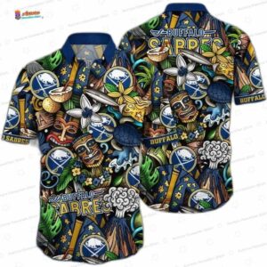 Tropical Tiki Buffalo Sabres Hawaiian Shirt – Ocean Fan Design