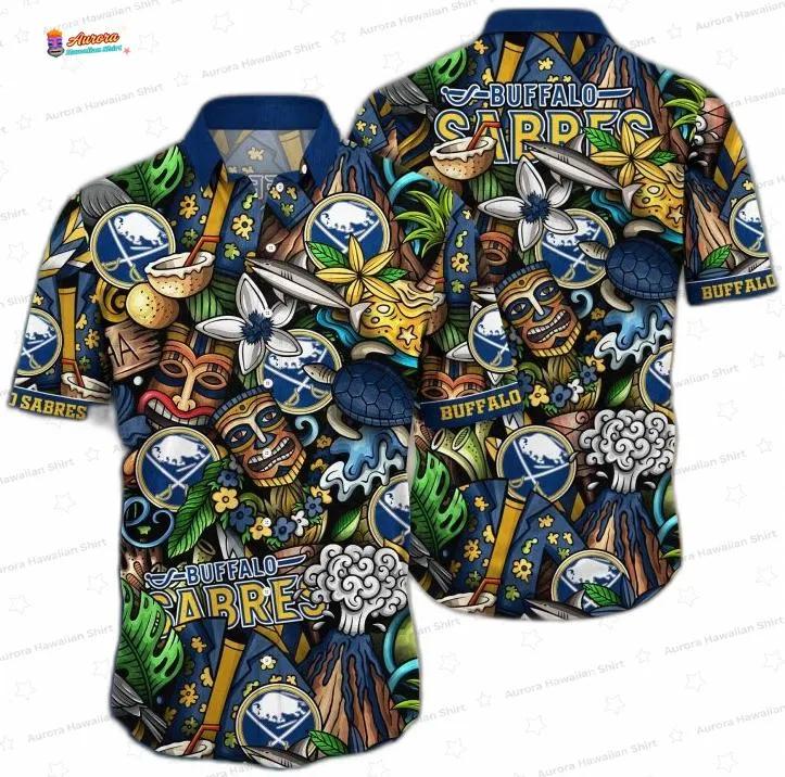 Tropical Tiki Buffalo Sabres Hawaiian Shirt – Ocean Fan Design Tropical Tiki Buffalo Sabres Hawaiian Shirt – Ocean Fan Design